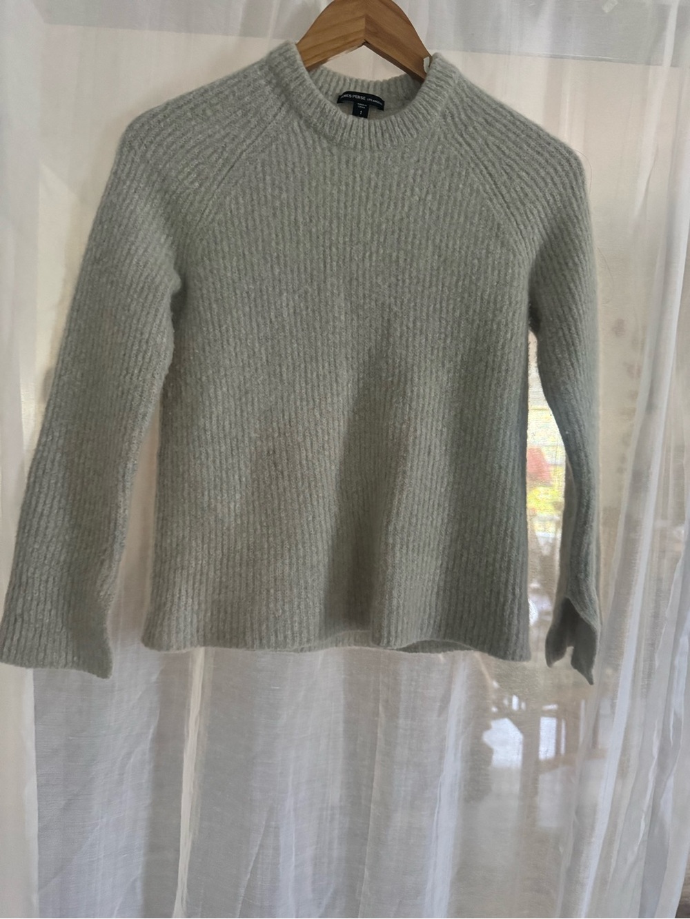 James Perse Light Gray Ribbed Crewneck Sweater